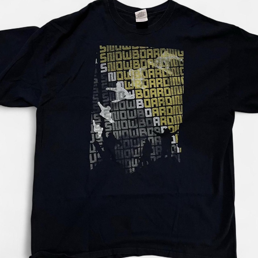 Vintage Y2K Snowboarding T Shirt Adults Size XL Black Snowboarding Skater Tee